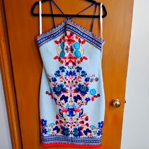 Floral Blue and White Dress